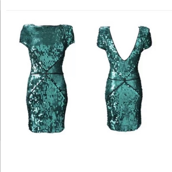 SOLD! French Connection Green Sequin Dress Size 0 - Picture 7 of 7